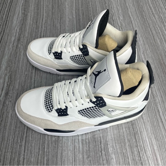 Jordan 4 Military Black-Men’s Sneakers White and Black - Picture 2 of 9